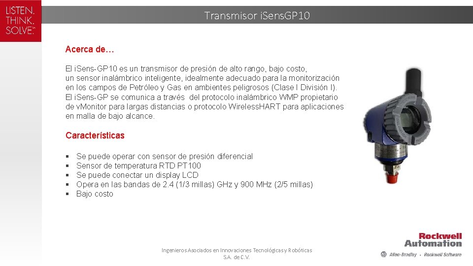 Transmisor i. Sens. GP 10 Acerca de… El i. Sens-GP 10 es un transmisor