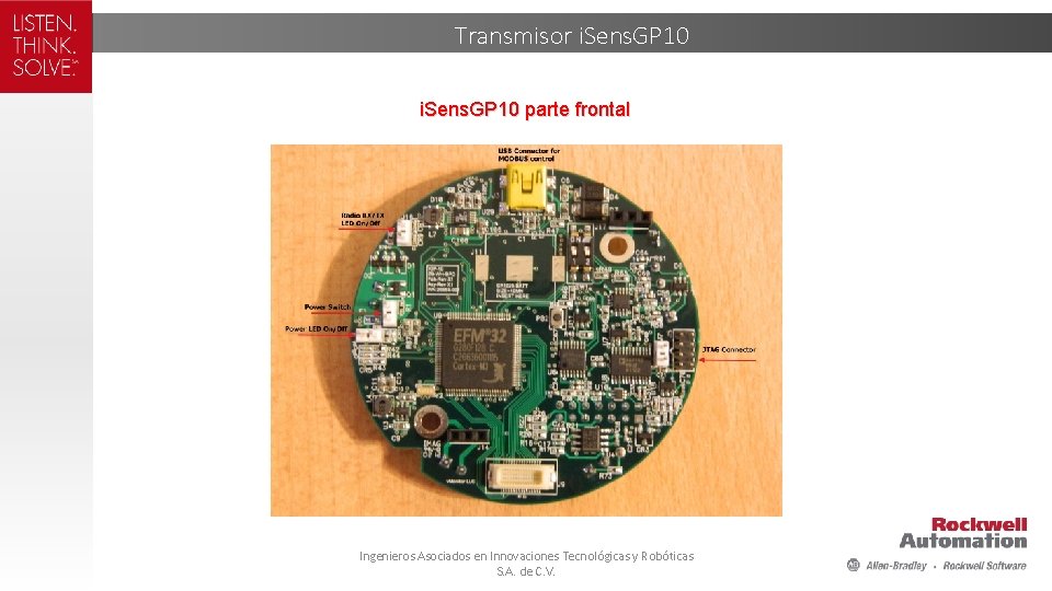 Transmisor i. Sens. GP 10 parte frontal Ingenieros Asociados en Innovaciones Tecnológicas y Robóticas