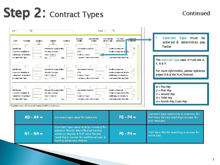 Step 2: Contract Types Continued • Contract Type must be entered & determines pay