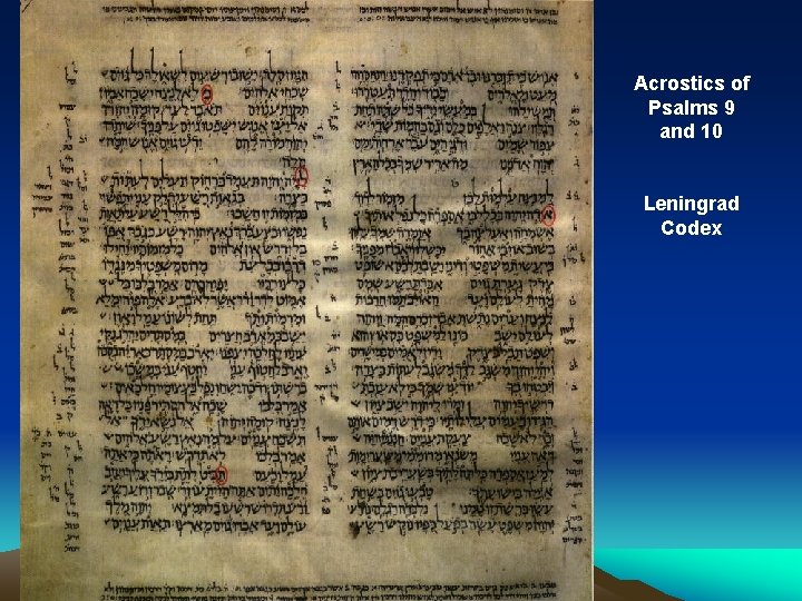 Acrostics of Psalms 9 and 10 Leningrad Codex 