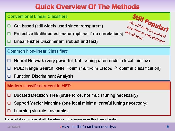 Quick Overview Of The Methods Stil Conventional Linear Classifiers Sho l Po u q