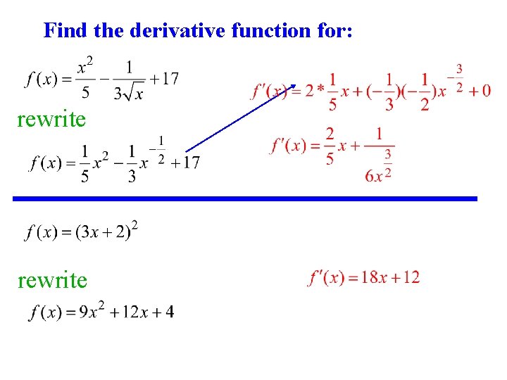 Find the derivative function for: rewrite 