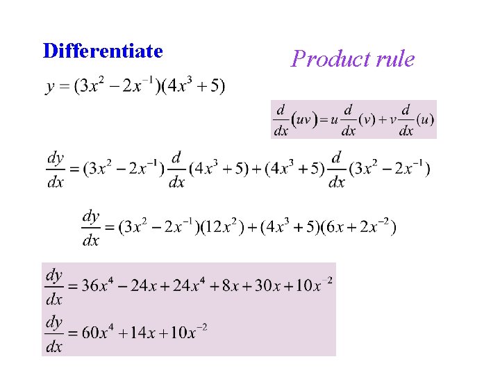 Differentiate Product rule 