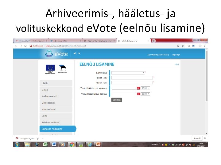 Arhiveerimis-, hääletus- ja volituskekkond e. Vote (eelnõu lisamine) 