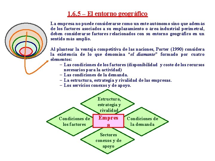 1. 6. 5 – El entorno geográfico La empresa no puede considerarse como un