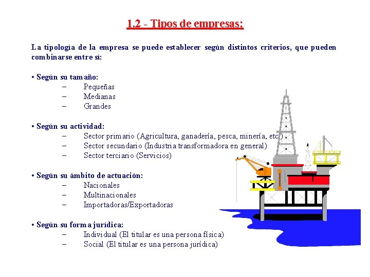 1. 2 - Tipos de empresas: La tipología de la empresa se puede establecer