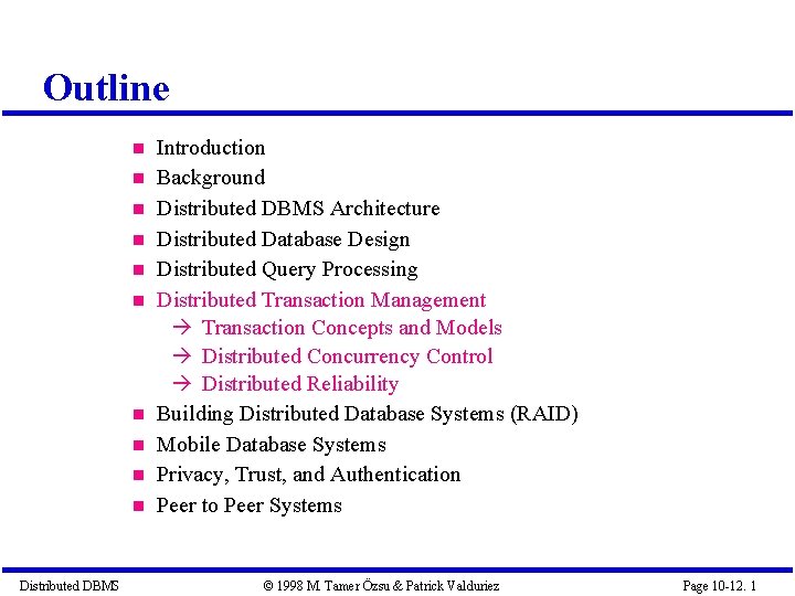 Outline Distributed DBMS Introduction Background Distributed DBMS Architecture Distributed Database Design Distributed Query Processing