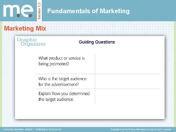Section 1. 3 Fundamentals of Marketing Mix Guiding Questions 
