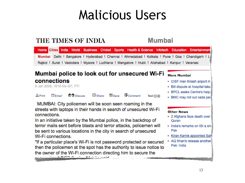 Malicious Users 13 