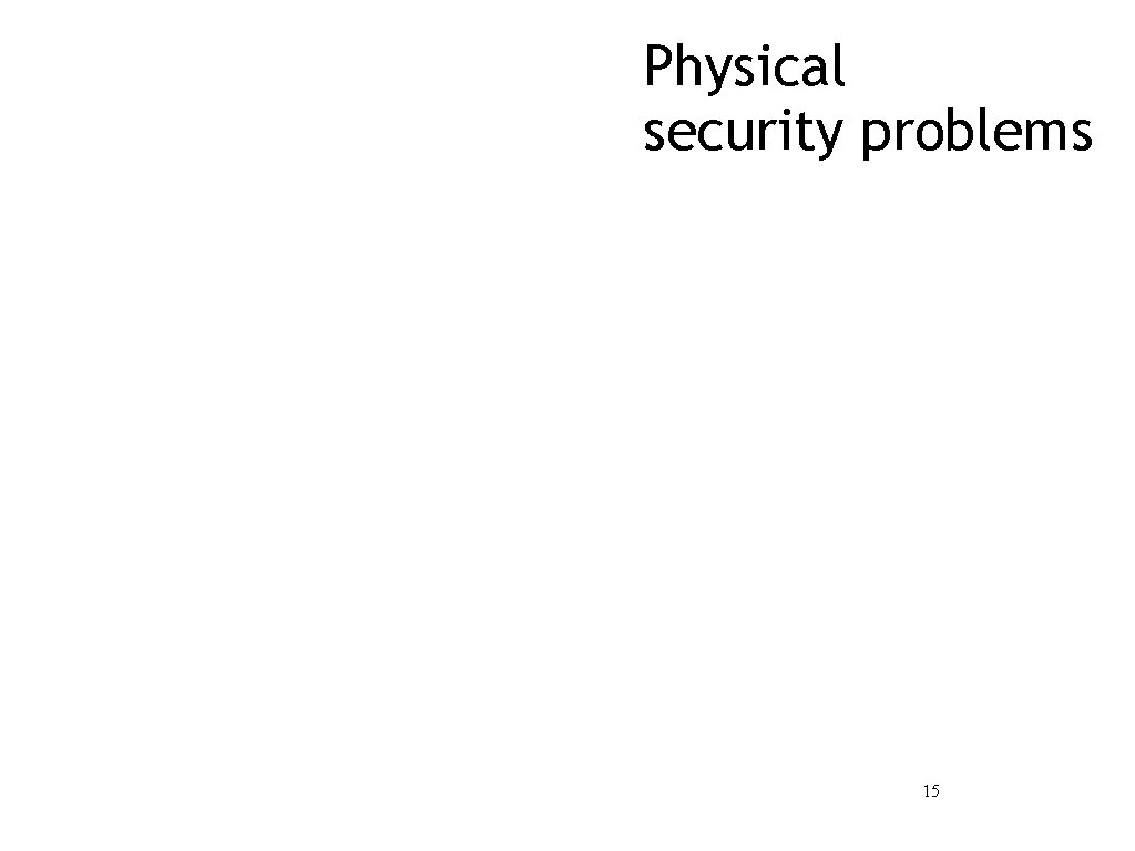 Physical security problems 15 