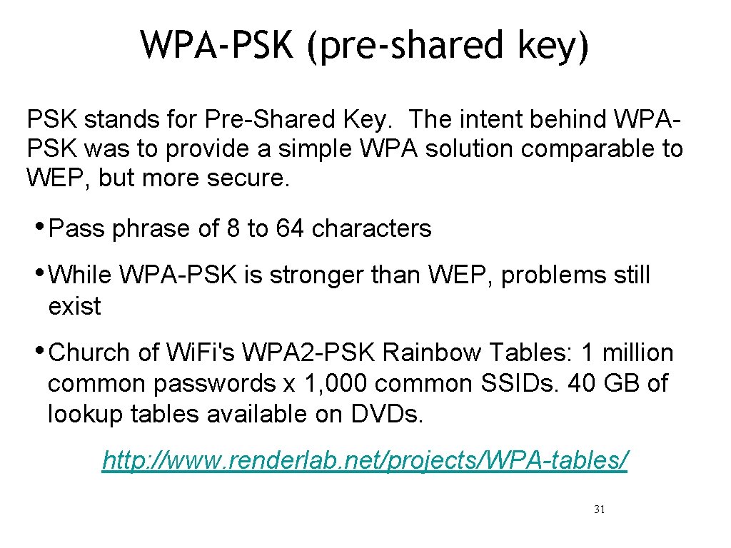 WPA-PSK (pre-shared key) PSK stands for Pre-Shared Key. The intent behind WPAPSK was to