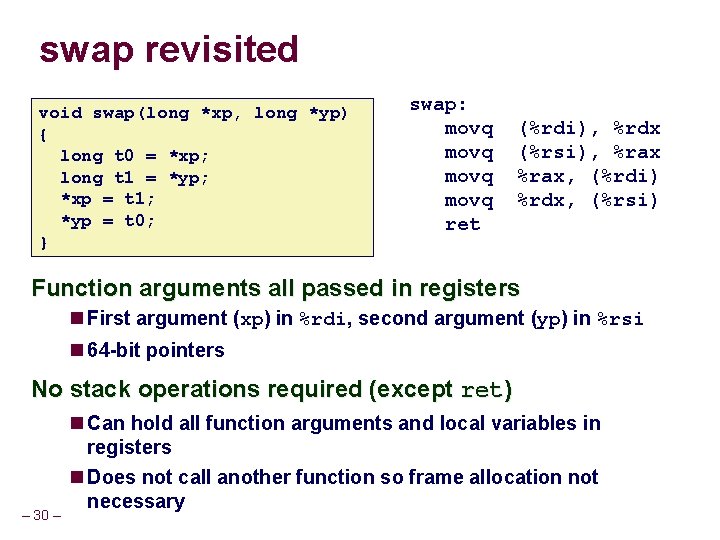 swap revisited void swap(long *xp, long *yp) { long t 0 = *xp; long swap revisited void swap(long *xp, long *yp) { long t 0 = *xp; long