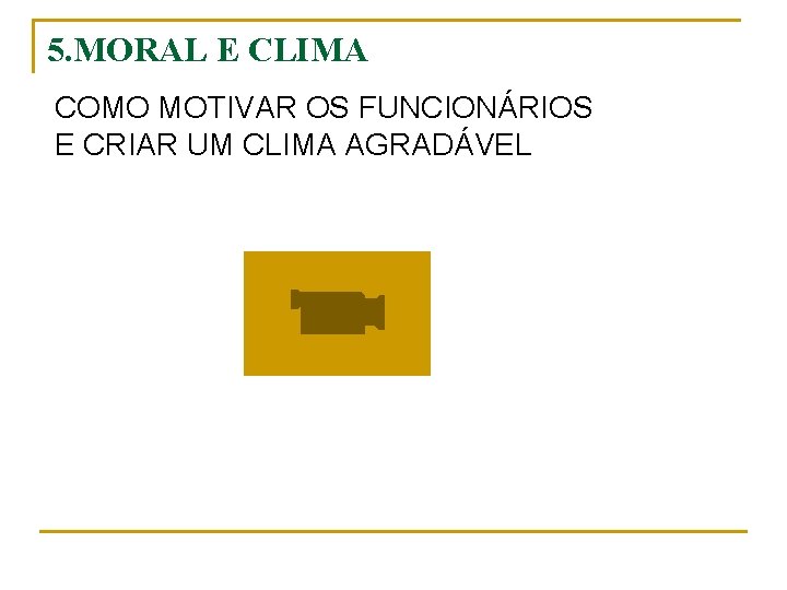 5. MORAL E CLIMA COMO MOTIVAR OS FUNCIONÁRIOS E CRIAR UM CLIMA AGRADÁVEL 
