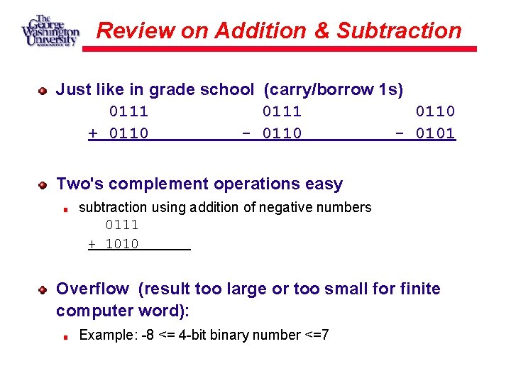 Csci 136 Computer Architecture II Constructing An Arithmetic