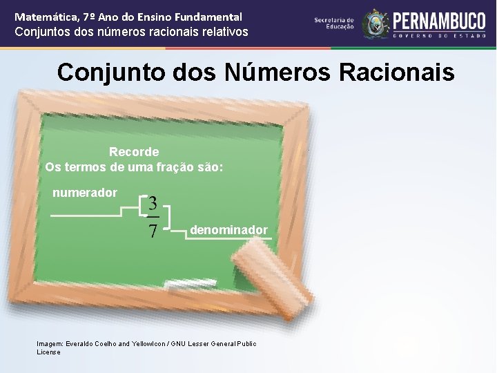 Matemática, 7º Ano do Ensino Fundamental Conjuntos dos números racionais relativos Conjunto dos Números Matemática, 7º Ano do Ensino Fundamental Conjuntos dos números racionais relativos Conjunto dos Números