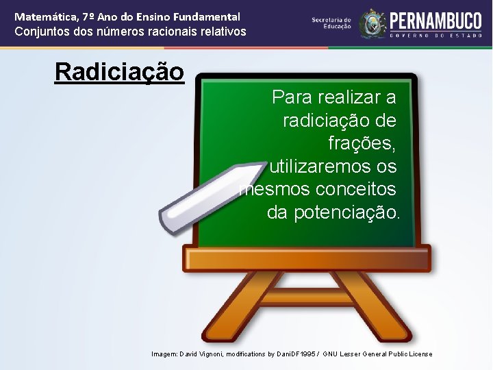 Matemática, 7º Ano do Ensino Fundamental Conjuntos dos números racionais relativos Radiciação Para realizar Matemática, 7º Ano do Ensino Fundamental Conjuntos dos números racionais relativos Radiciação Para realizar