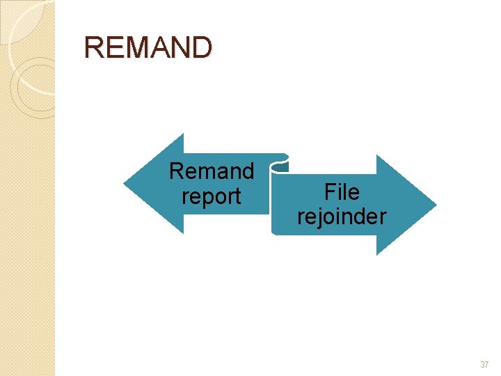 REMAND Remand report File rejoinder 37 