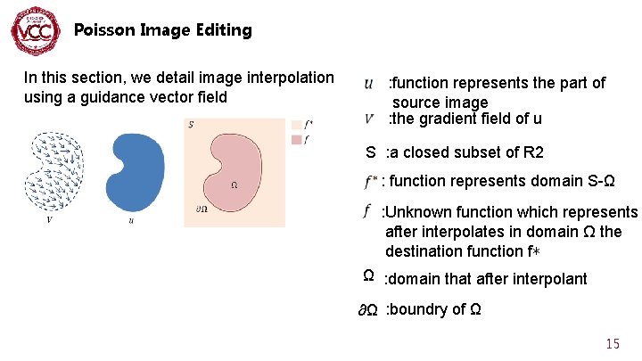 Poisson Image Editing In this section, we detail image interpolation using a guidance vector