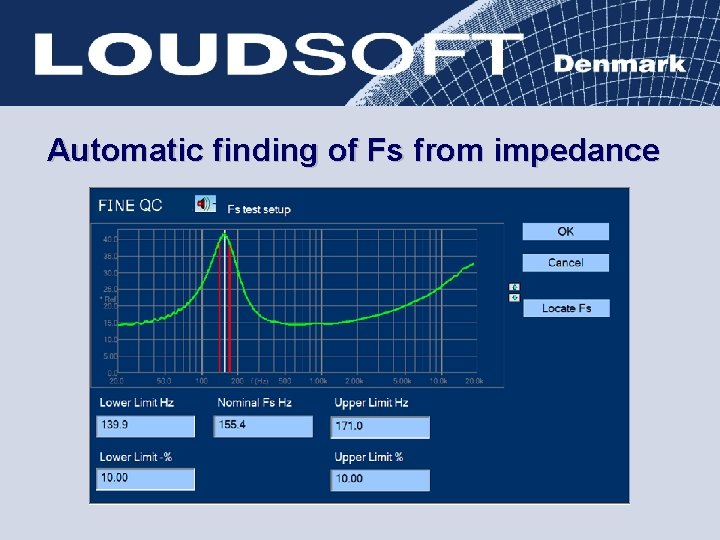 Automatic finding of Fs from impedance 