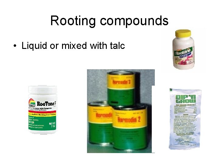 Rooting compounds • Liquid or mixed with talc 