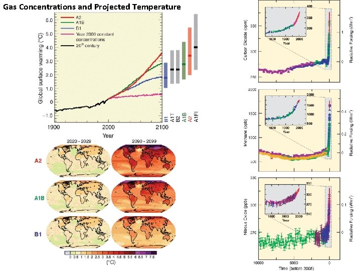 Gas Concentrations and Projected Temperature 