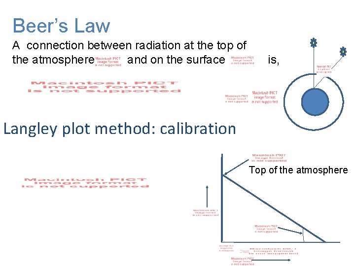 Beer’s Law A connection between radiation at the top of the atmosphere and on