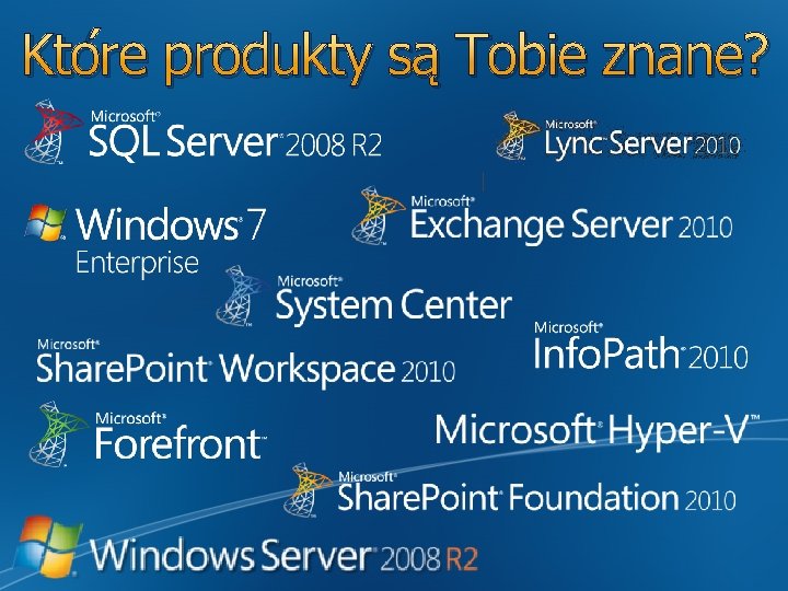 Które produkty są Tobie znane? Które produkty są Tobie znane?