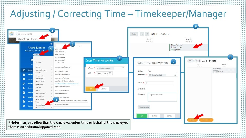 Adjusting / Correcting Time – Timekeeper/Manager 6 1 4 2 5 3 *Note: If Adjusting / Correcting Time – Timekeeper/Manager 6 1 4 2 5 3 *Note: If