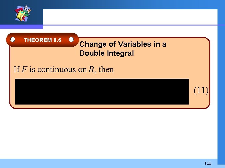 THEOREM 9. 6 Change of Variables in a Double Integral If F is continuous