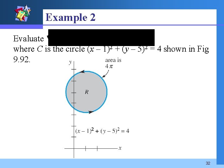 Example 2 Evaluate where C is the circle (x – 1)2 + (y –