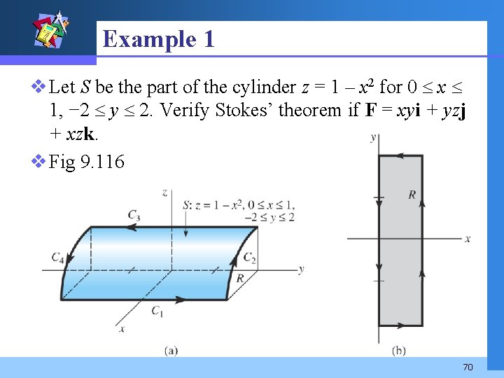 Example 1 v Let S be the part of the cylinder z = 1