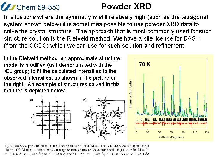 Chem 59 -553 Powder XRD In situations where the symmetry is still relatively high