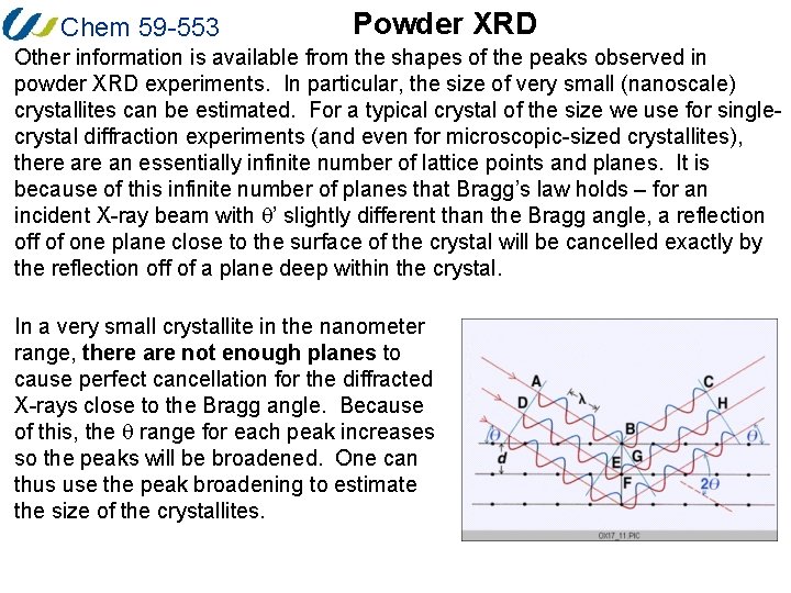 Chem 59 -553 Powder XRD Other information is available from the shapes of the