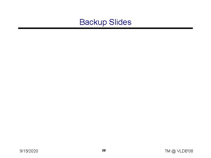 Backup Slides 9/15/2020 59 TM @ VLDB'08 