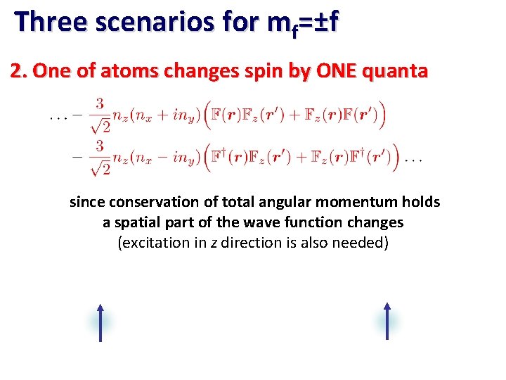 Three scenarios for mf=±f 2. One of atoms changes spin by ONE quanta since