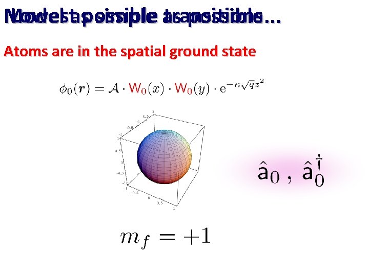Lowestaspossible transitions Model simple as possible. . . Atoms are in the spatial ground