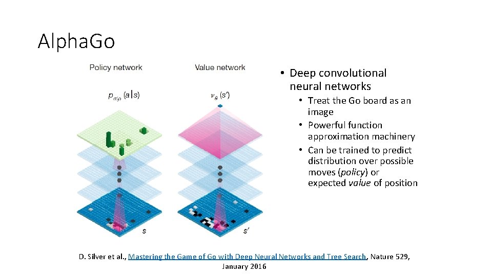 Alpha. Go • Deep convolutional neural networks • Treat the Go board as an