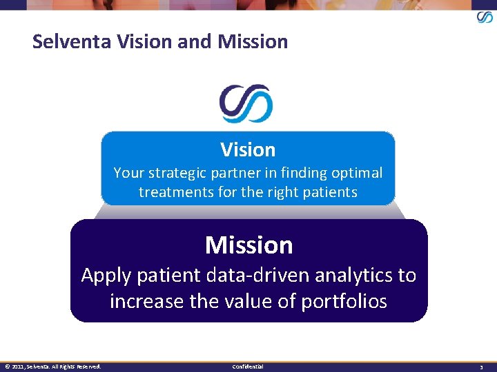 Selventa Vision and Mission Vision Your strategic partner in finding optimal treatments for the