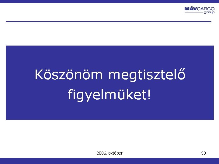 Köszönöm megtisztelő figyelmüket! 2006. október 33 Köszönöm megtisztelő figyelmüket! 2006. október 33