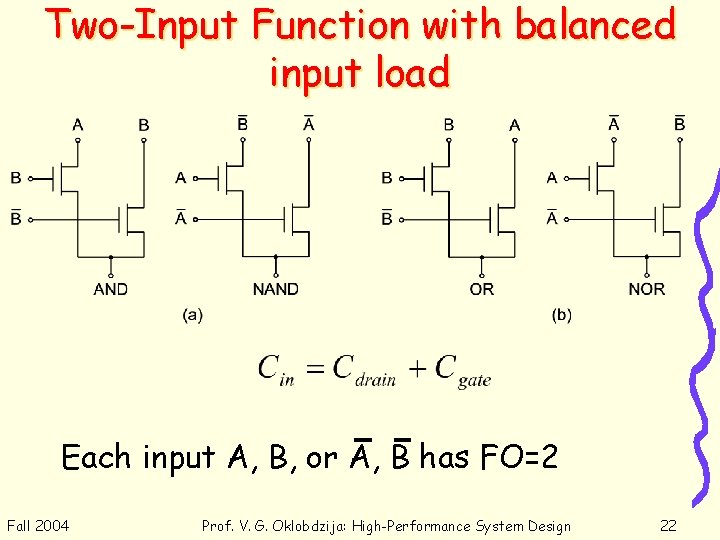 Two-Input Function with balanced input load Each input A, B, or A, B has