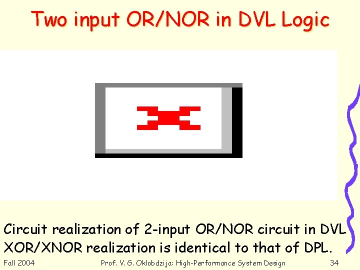 Two input OR/NOR in DVL Logic Circuit realization of 2 -input OR/NOR circuit in