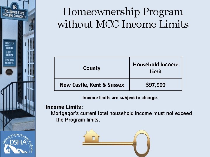 Homeownership Program without MCC Income Limits County Household Income Limit New Castle, Kent &
