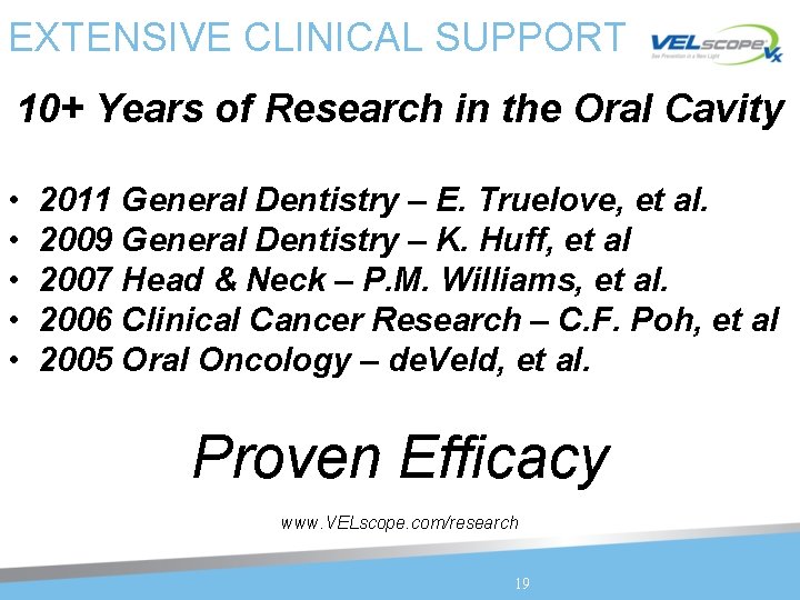 EXTENSIVE CLINICAL SUPPORT 10+ Years of Research in the Oral Cavity • • •