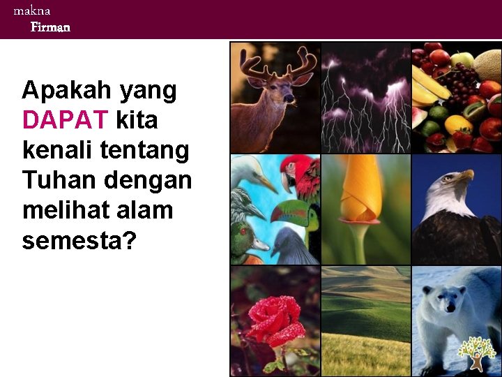 makna Firman Apakah yang DAPAT kita kenali tentang Tuhan dengan melihat alam semesta? makna Firman Apakah yang DAPAT kita kenali tentang Tuhan dengan melihat alam semesta?