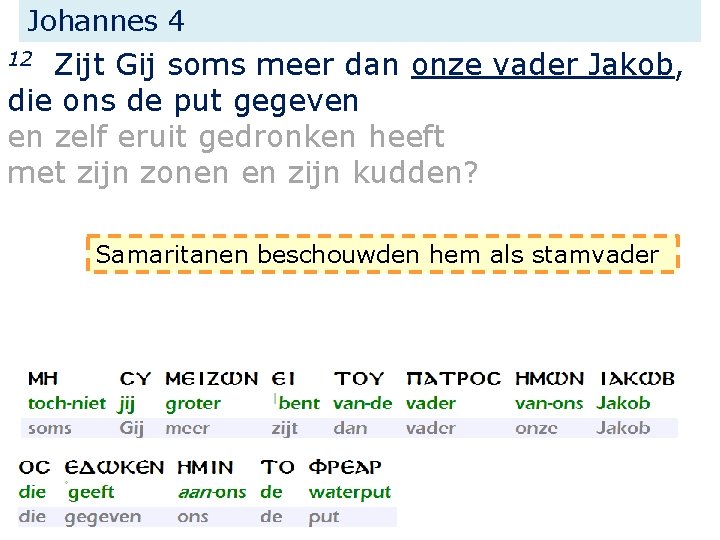 Johannes 4 Zijt Gij soms meer dan onze vader Jakob, die ons de put