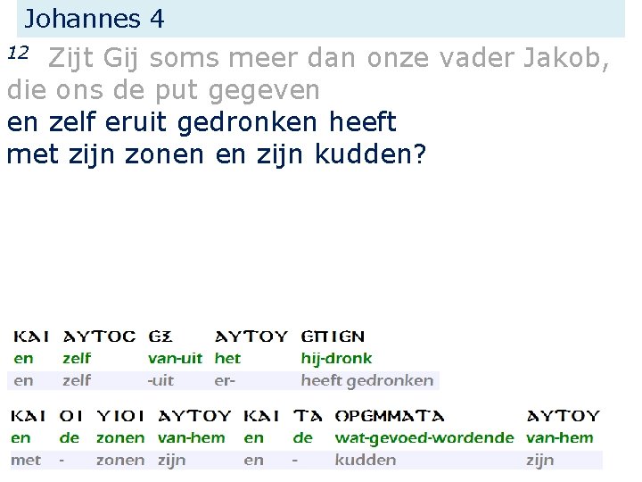 Johannes 4 Zijt Gij soms meer dan onze vader Jakob, die ons de put