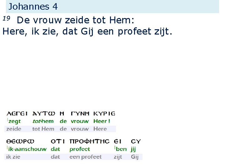 Johannes 4 De vrouw zeide tot Hem: Here, ik zie, dat Gij een profeet