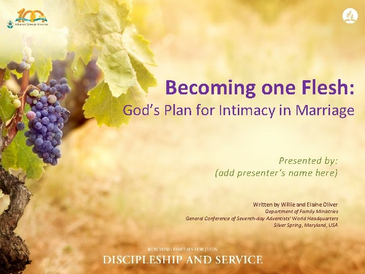 Becoming one Flesh: God’s Plan for Intimacy in Marriage Presented by: (add presenter’s name