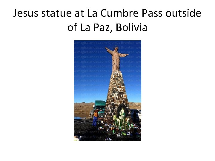 Jesus statue at La Cumbre Pass outside of La Paz, Bolivia 