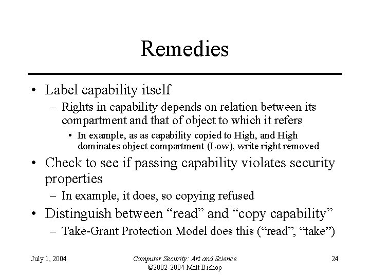 Remedies • Label capability itself – Rights in capability depends on relation between its